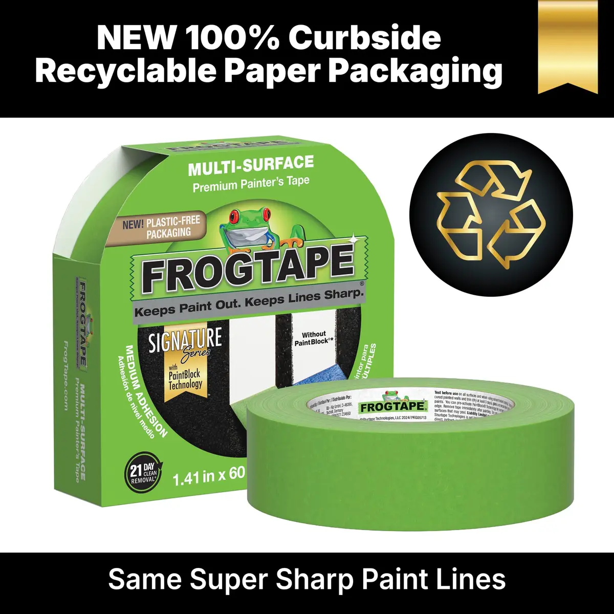 FrogTape Multi-Surface Painter's Tape with PAINTBLOCK, 0.94 in x 60 Yds | Sharp Edges, Clean Removal - view 6
