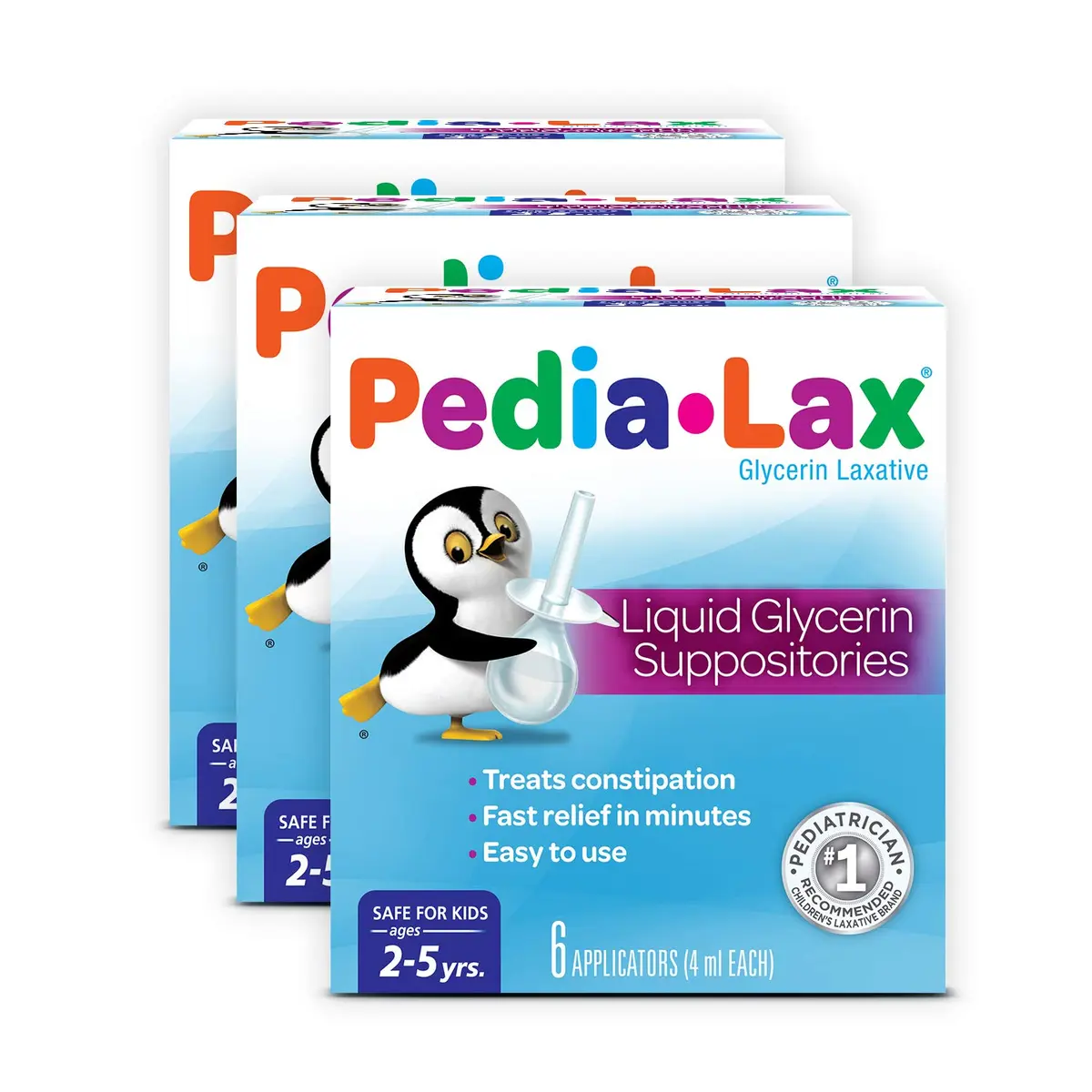 Pedia-Lax Liquid Glycerin Suppositories for Kids 6 CT | Gentle Relief for Ages 2-5 - main product image