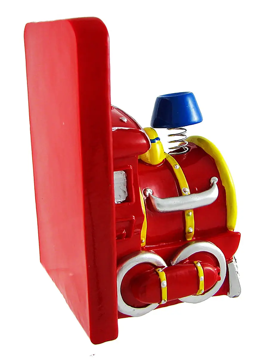 Zeckos Charming Red Train Engine Bookends | Traditional Resin Decorative Bookends (15 cm tall, 10 cm wide, 9 cm deep) - view 4