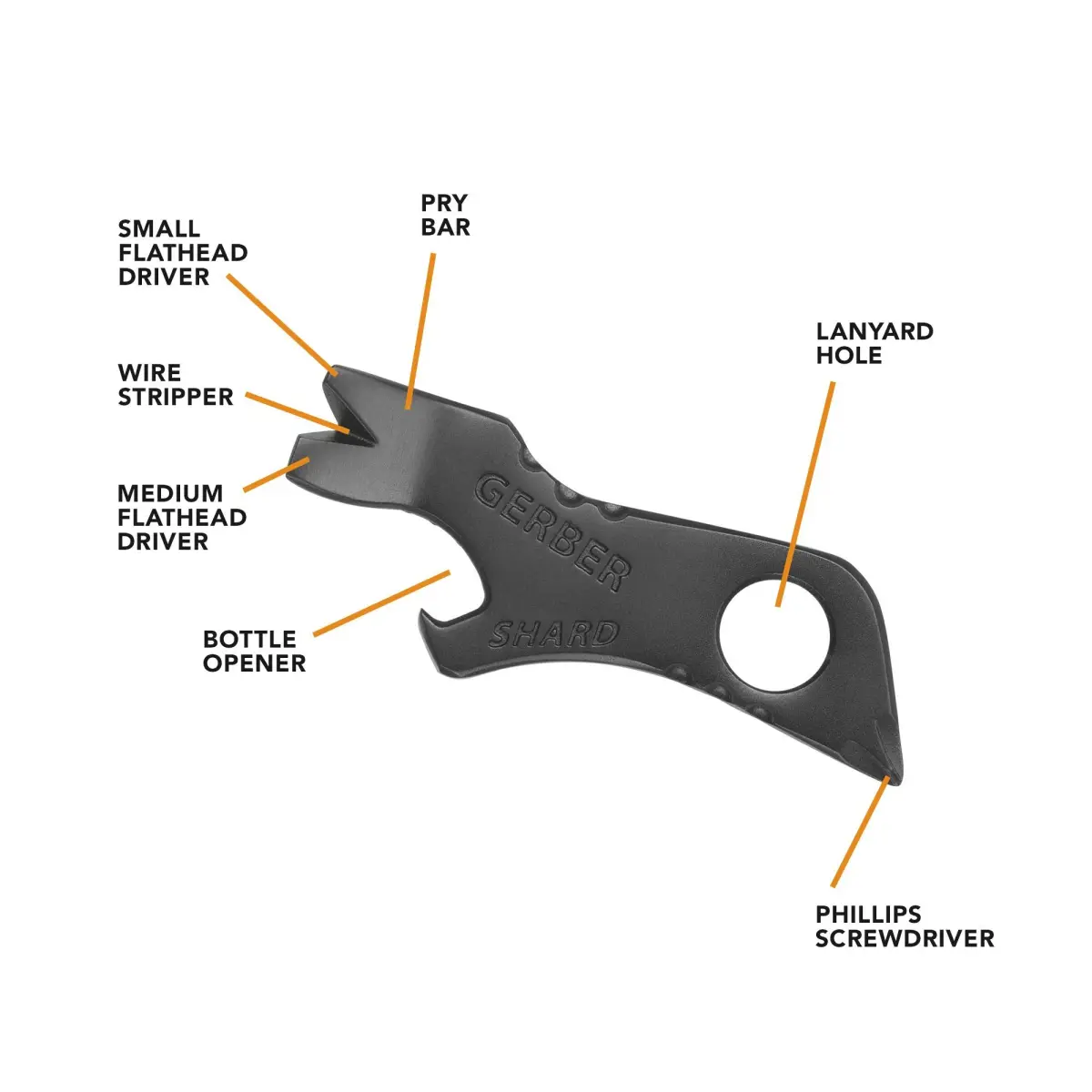 Gerber Shard 7-in-1 EDC Keychain Multitool 7.0 cm (2.75 in) | Airline-Safe Pry Bar, Bottle Opener, Screwdriver - view 2