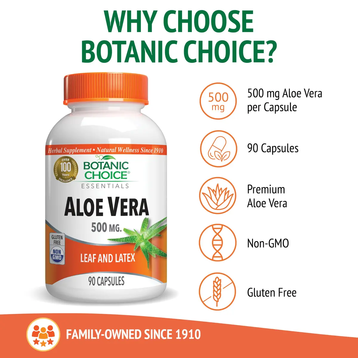 Botanic Choice Aloe Vera Leaf & Latex 500mg | Digestive & Immune Support in 90 Capsules - view 4