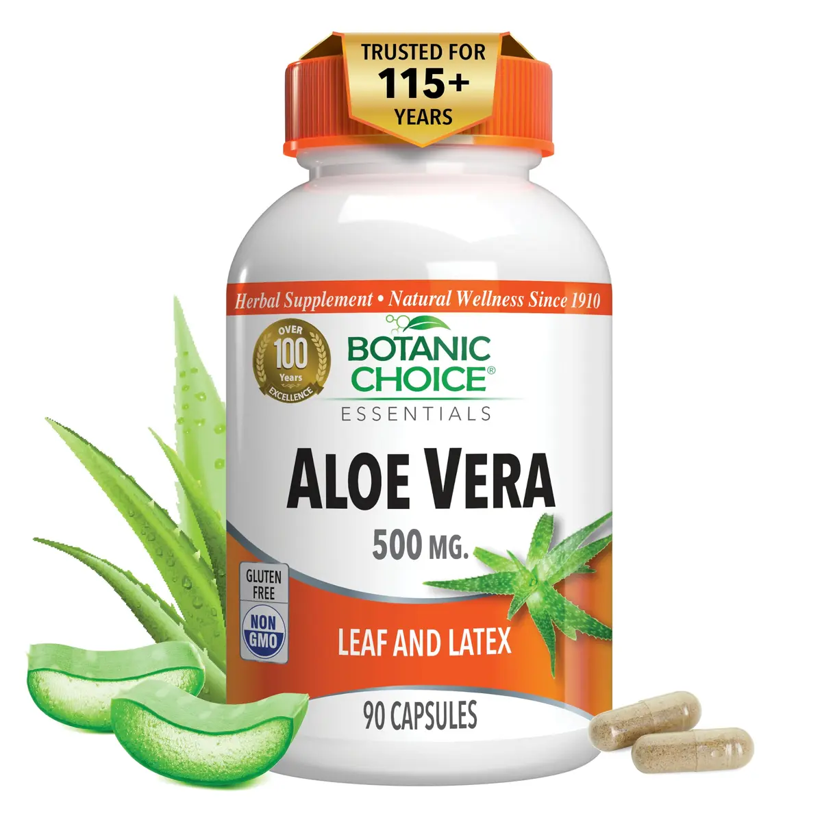 Botanic Choice Aloe Vera Leaf & Latex 500mg | Digestive & Immune Support in 90 Capsules - main product image