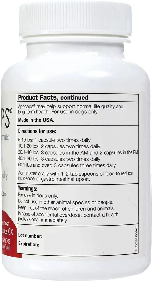 Apocaps CX Apoptogen Formula for Dogs 90 Capsules | Vet-Formulated Immune & Liver Support - view 3