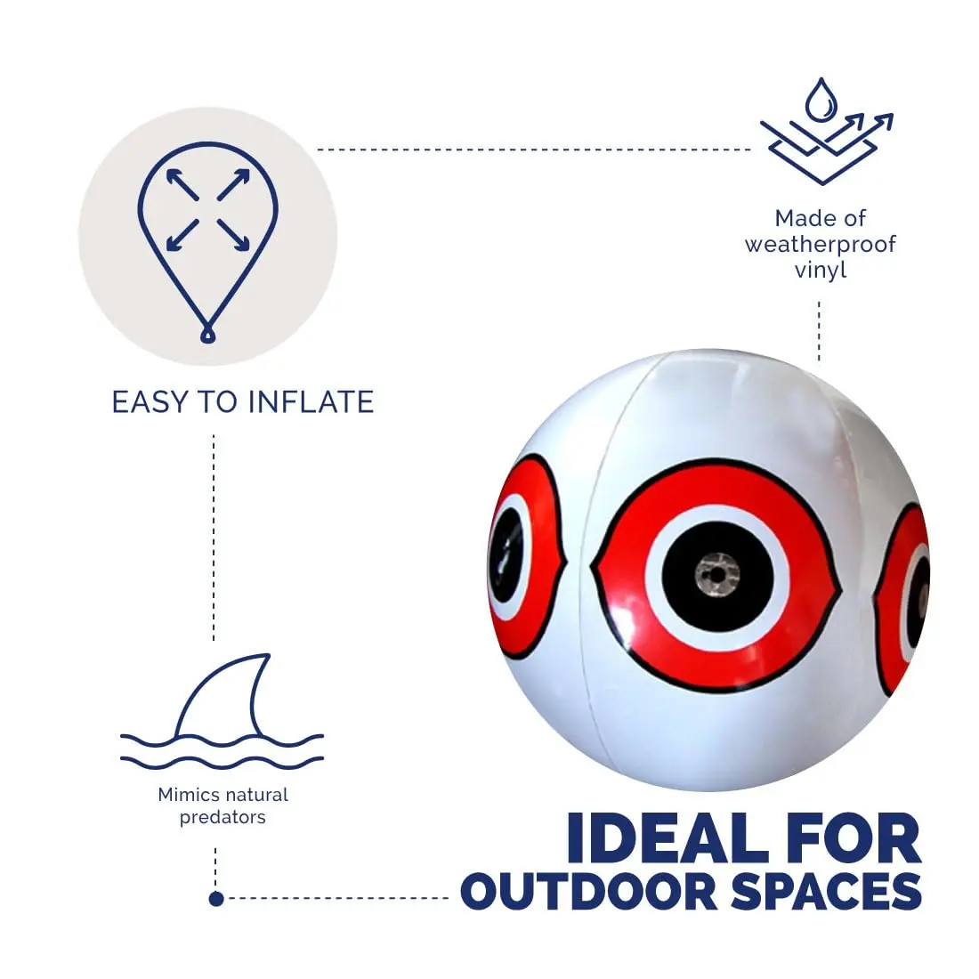 Bird-X Scare-Eye Balloon Predator 3D Eye Balloons 15" Inflated (Pack of 1) - view 5