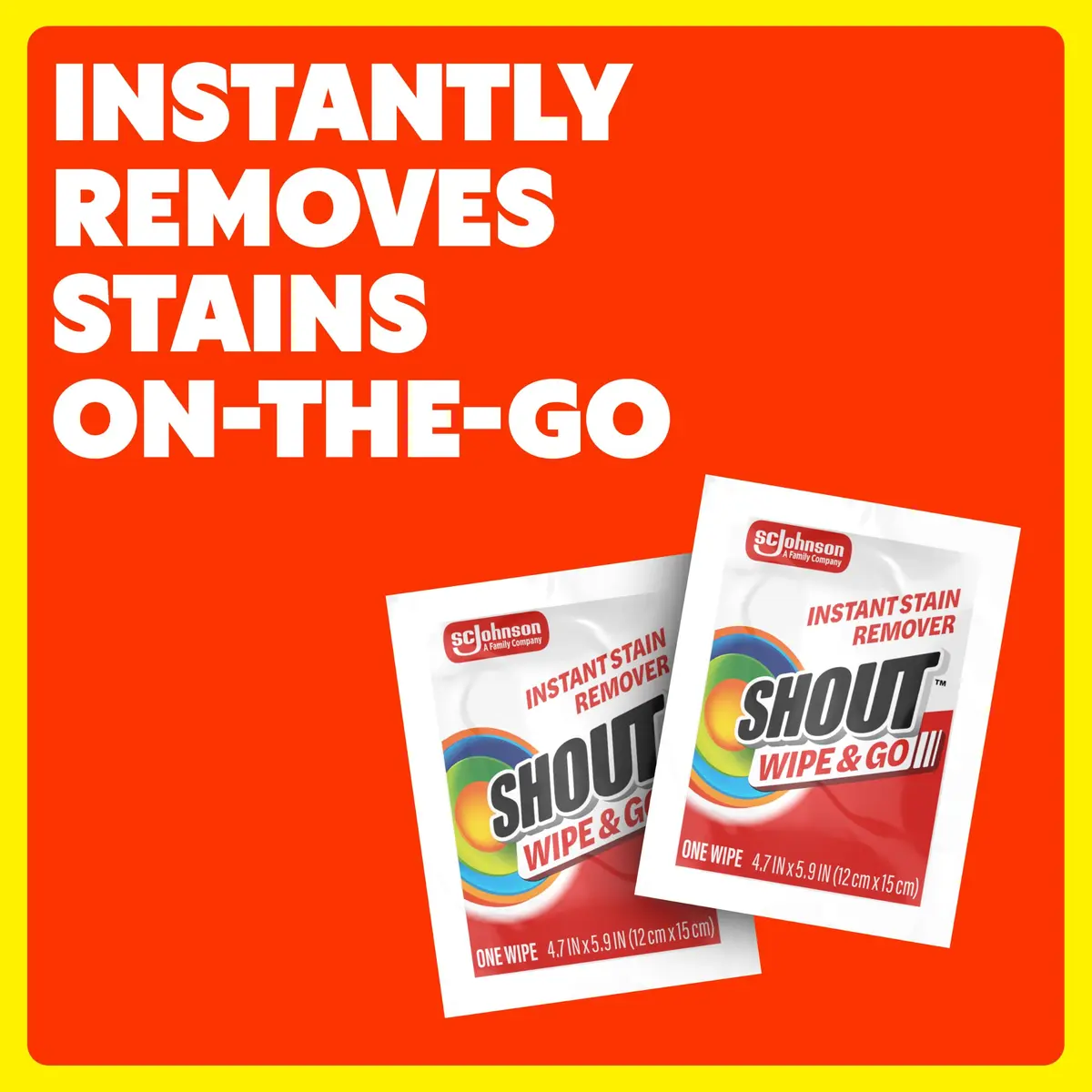 Shout Wipe & Go Instant Stain Remover Wipes, 4 Count (156 g) | Tough on Stains, Gentle on Fabric - view 2