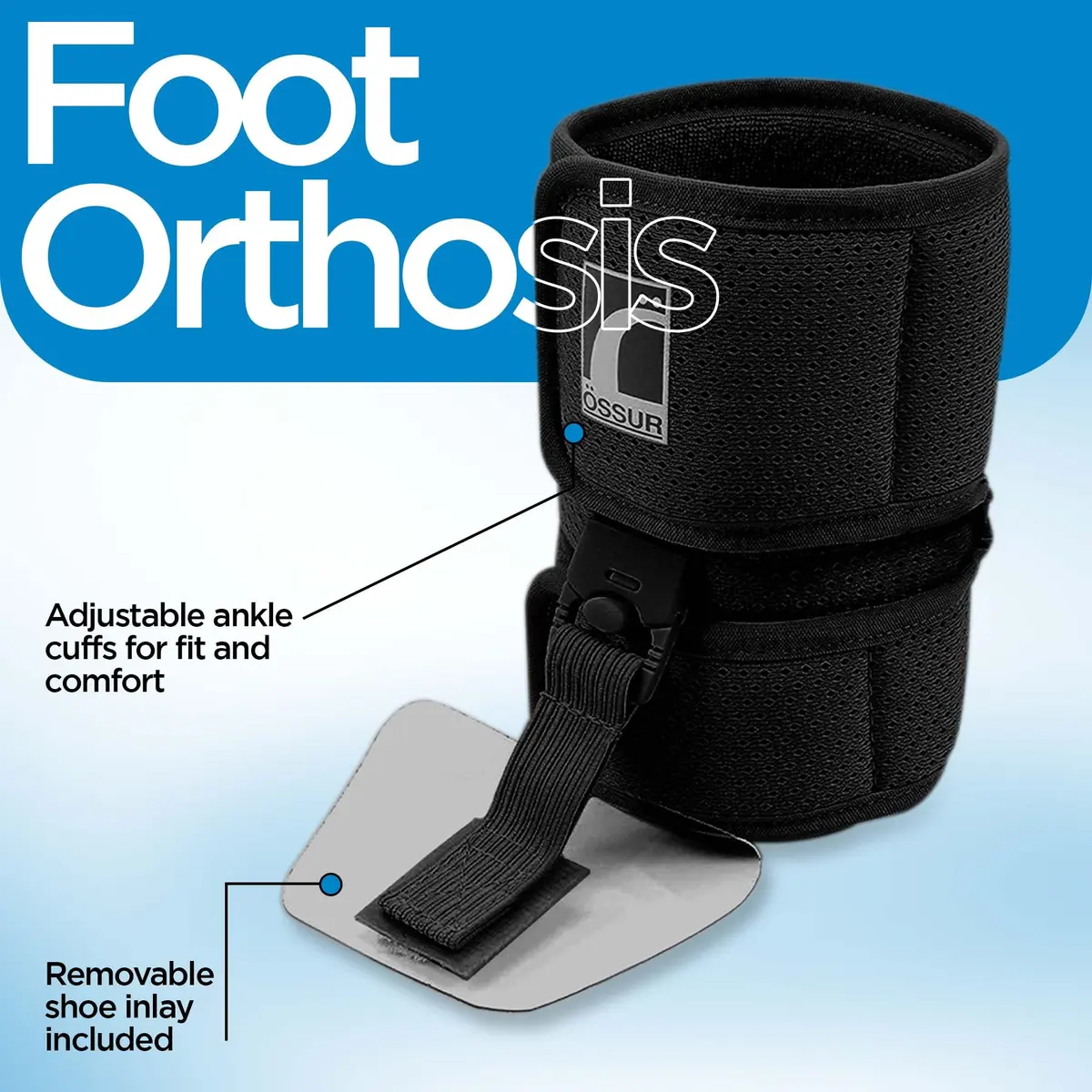 Ossur Foot-Up Drop Foot Brace | Ankle-Foot Orthosis for Drop Foot Support | Lightweight, Adjustable Wrap for All-Day Comfort | Breathable Material for All Day Walking (Black, Large) - view 3