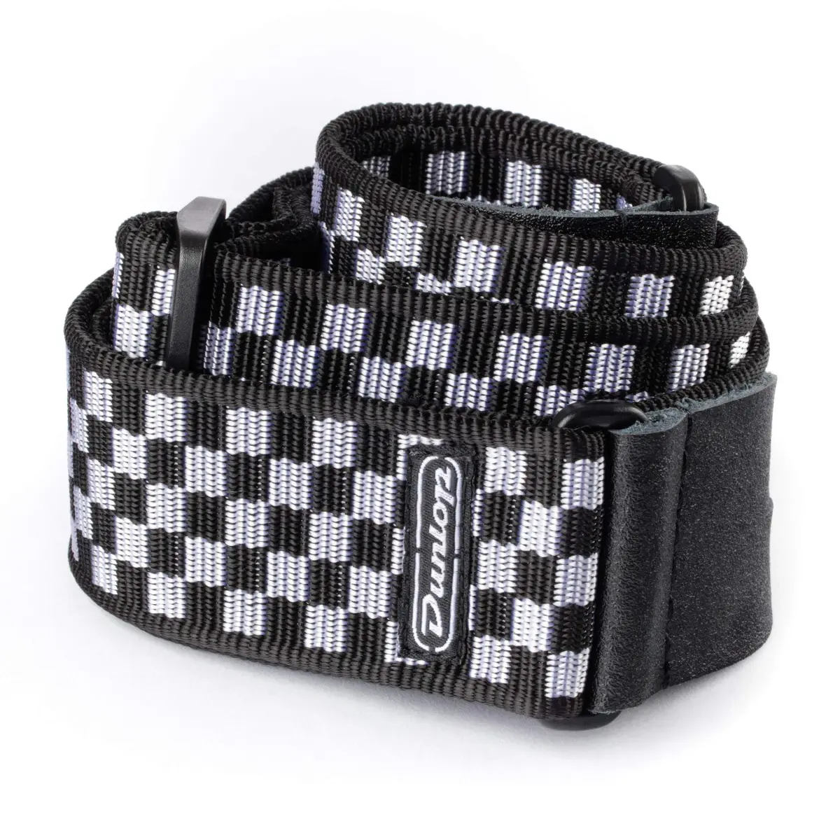 Jim Dunlop Black & White Checkered Guitar Strap 2" Wide (96.5cm-165cm) | Patented Comfort Edge Webbing - main product image
