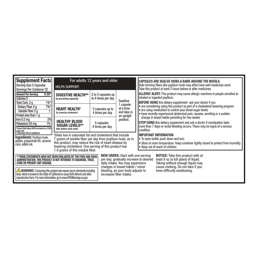 Quality Choice Daily Fiber Capsules for Regularity, 160 Count | Supports Digestive Regularity & Heart Health - view 6