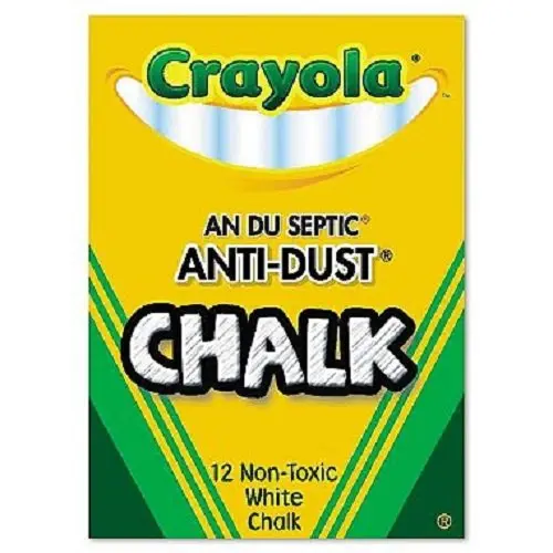 Crayola Nontoxic Anti-Dust Chalk, White, 12 Sticks per Box | Low Dust, Classroom Safe (70-120 chars) - view 2