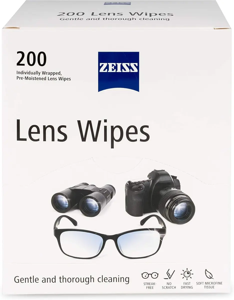 ZEISS Pre-Moistened Lens Cleaning Wipes 200 Count | Gentle & Safe for All Glasses - main product image