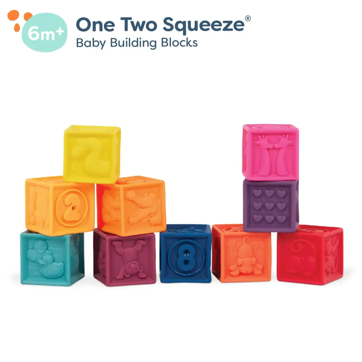 B. toys One Two Squeeze Soft Building Blocks 10 Pack | Educational Toy for Babies 6+ Months - view 5