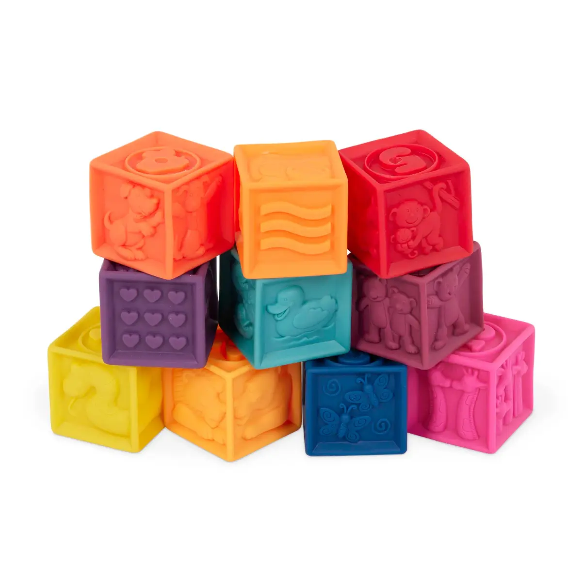B. toys One Two Squeeze Soft Building Blocks 10 Pack | Educational Toy for Babies 6+ Months - view 8