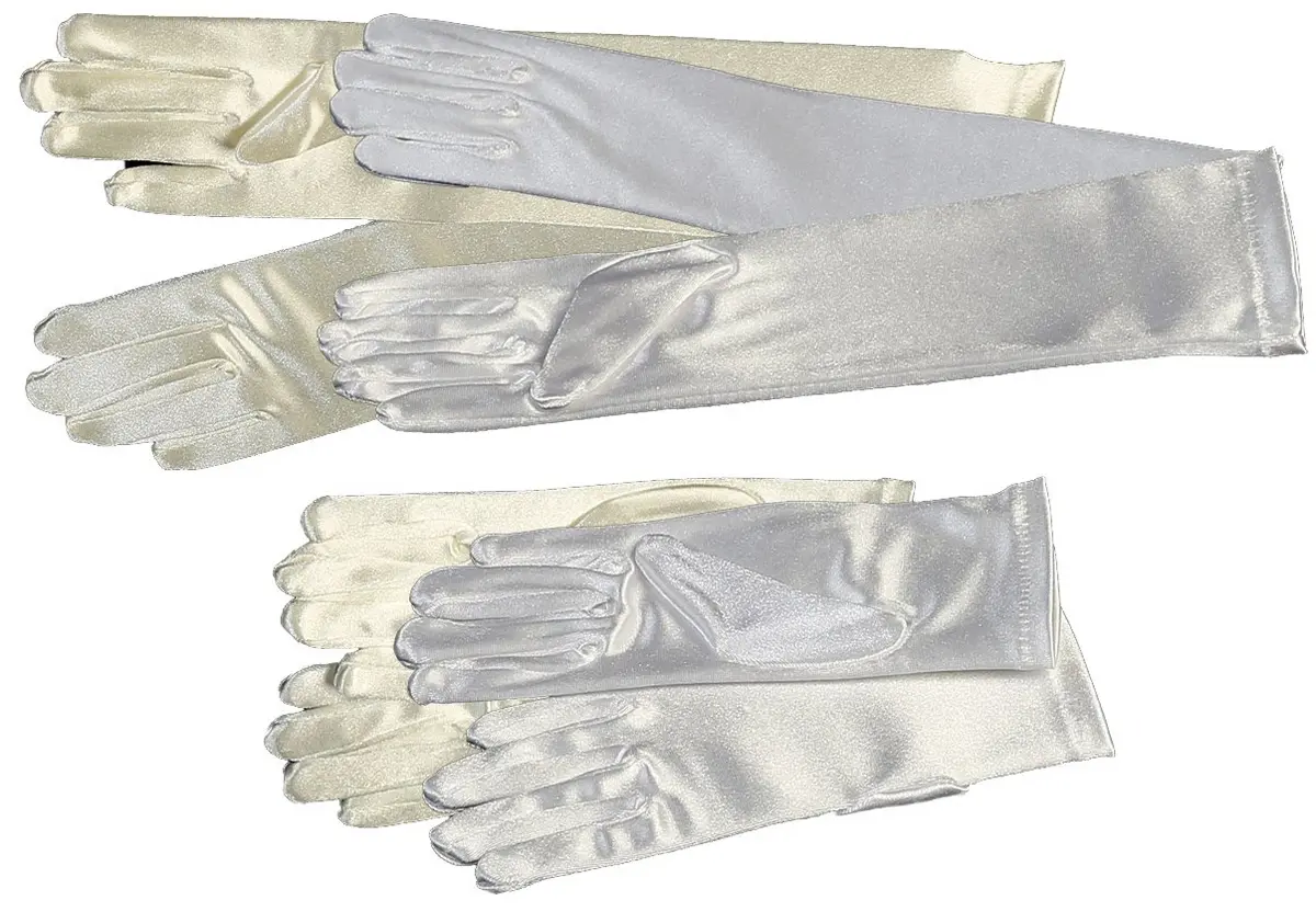 Lito Girls White Satin Gloves Medium (4-7) | Elegant Special Occasion Accessory - view 2
