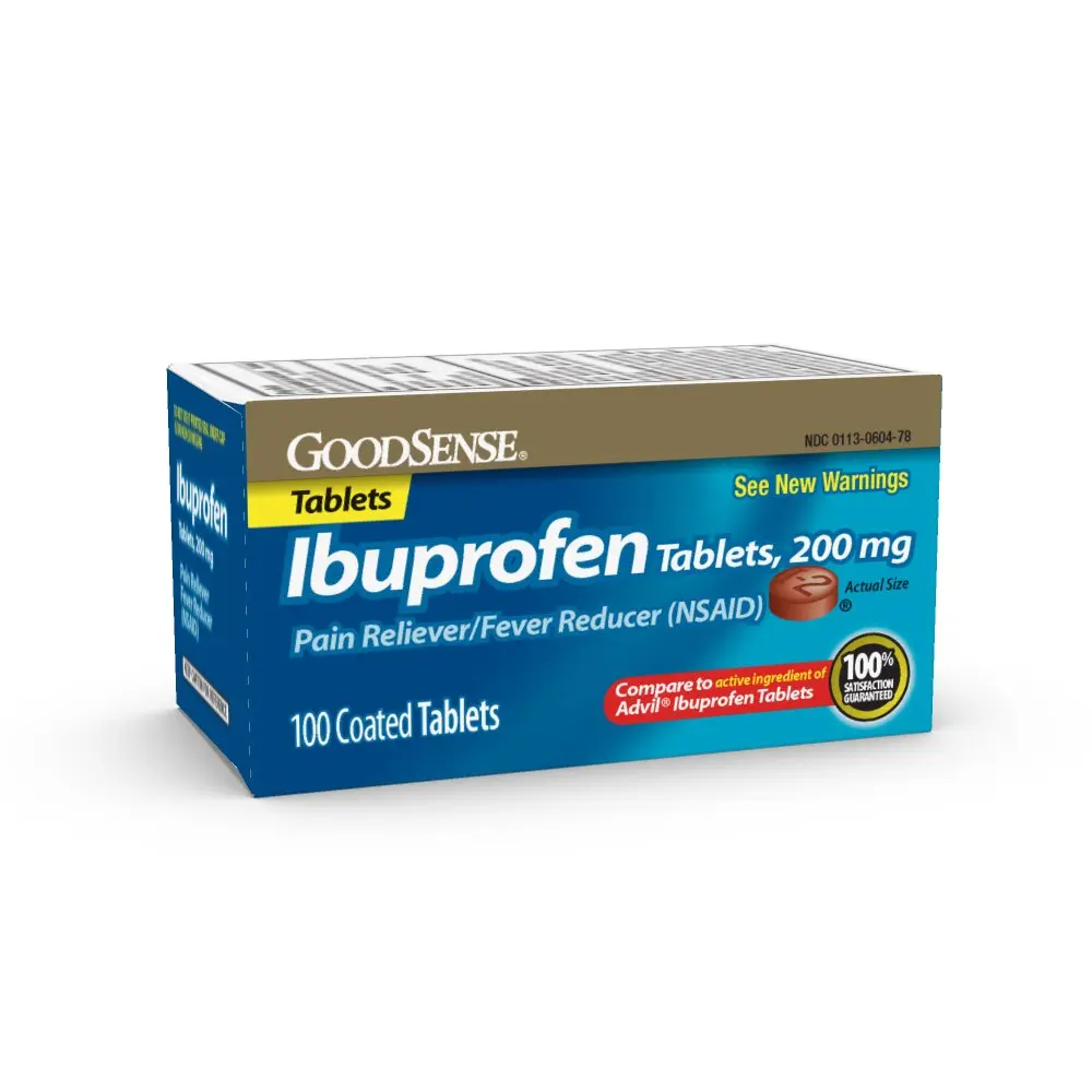 GoodSense Ibuprofen 200 mg Coated Tablets | Powerful Pain & Fever Relief for Adults & Children 12+ - main product image