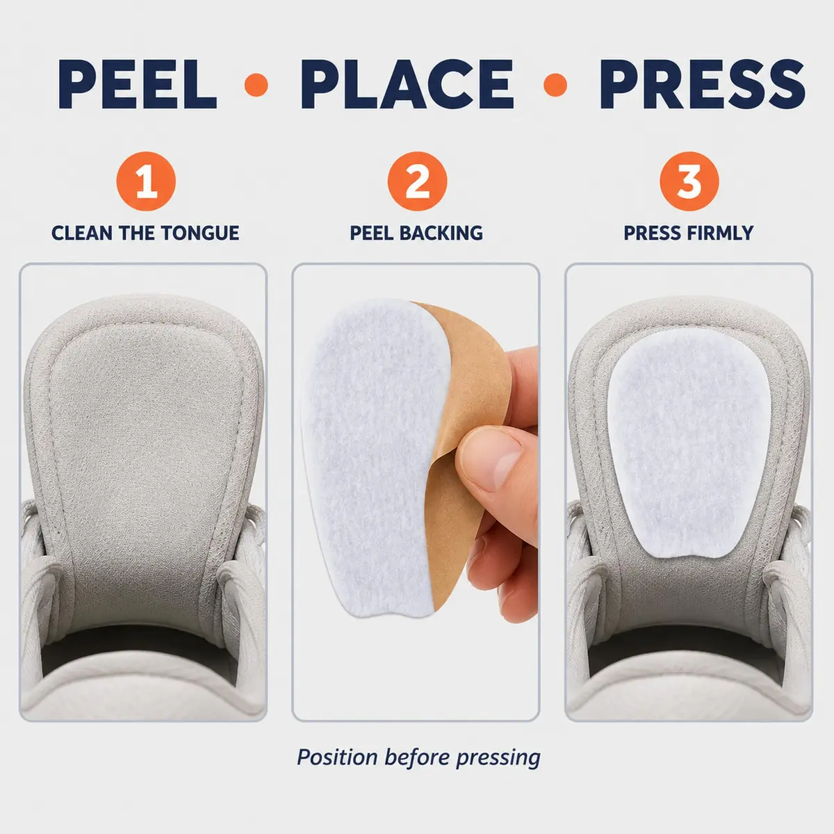 Liams Shoppe Large Felt Shoe Tongue Pads Cushion Inserts for Comfort (3 Pairs, 6 Pads) - view 4