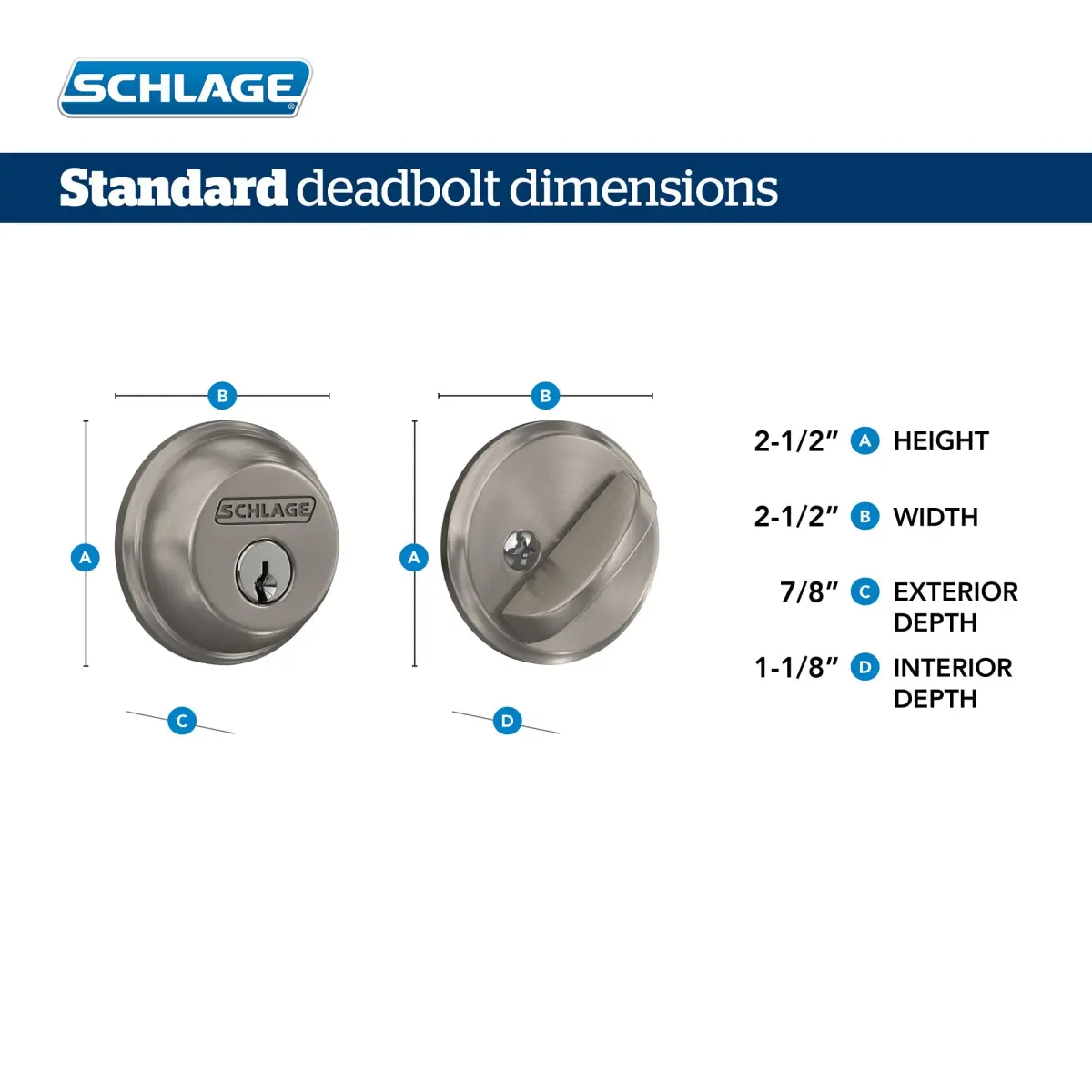 SCHLAGE B62N609 Double Cylinder Deadbolt, Keyed 2 Sides, Antique Brass, 16.51 cm (6.5 in) - view 2