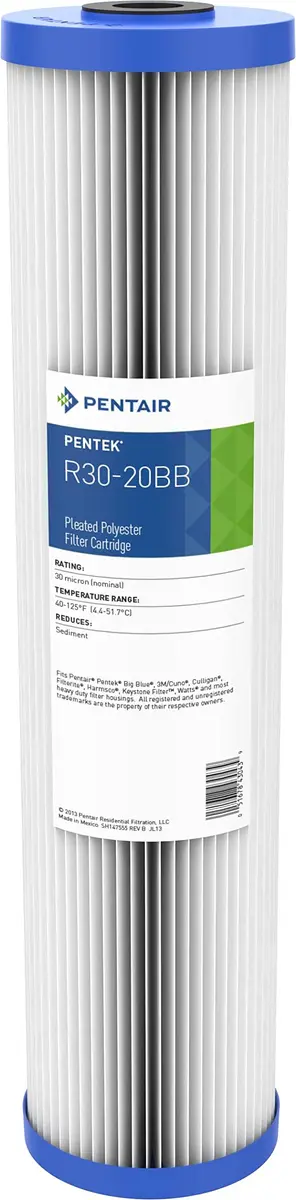 Pentair Pentek R30-20BB Big Blue Sediment Water Filter 20" x 4.5" | 30 Micron, Reusable, Whole House Filtration - main product image