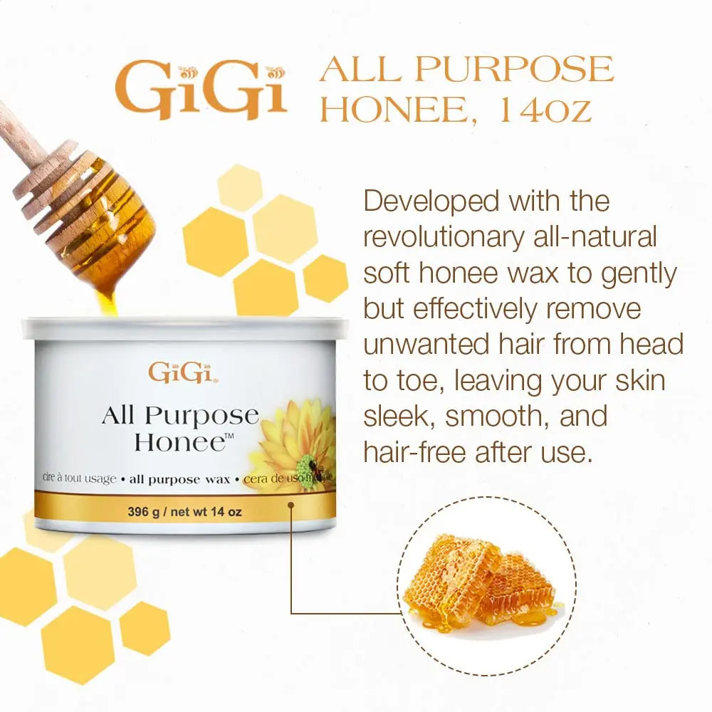 GIGI All Purpose Honee Soft Wax for Hair Removal 14 oz | Honey-Infused Formula for Gentle, Long-Lasting Hair-Free Skin - view 2