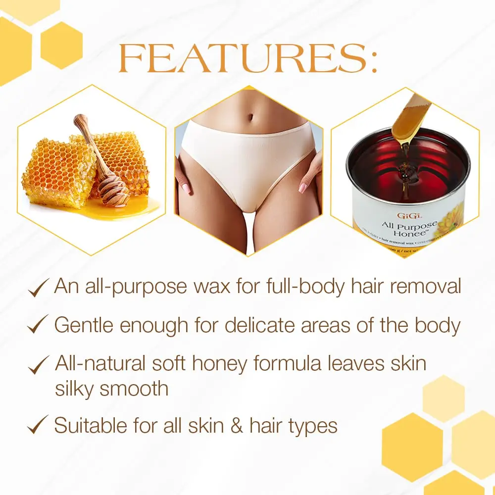 GIGI All Purpose Honee Soft Wax for Hair Removal 14 oz | Honey-Infused Formula for Gentle, Long-Lasting Hair-Free Skin - view 4