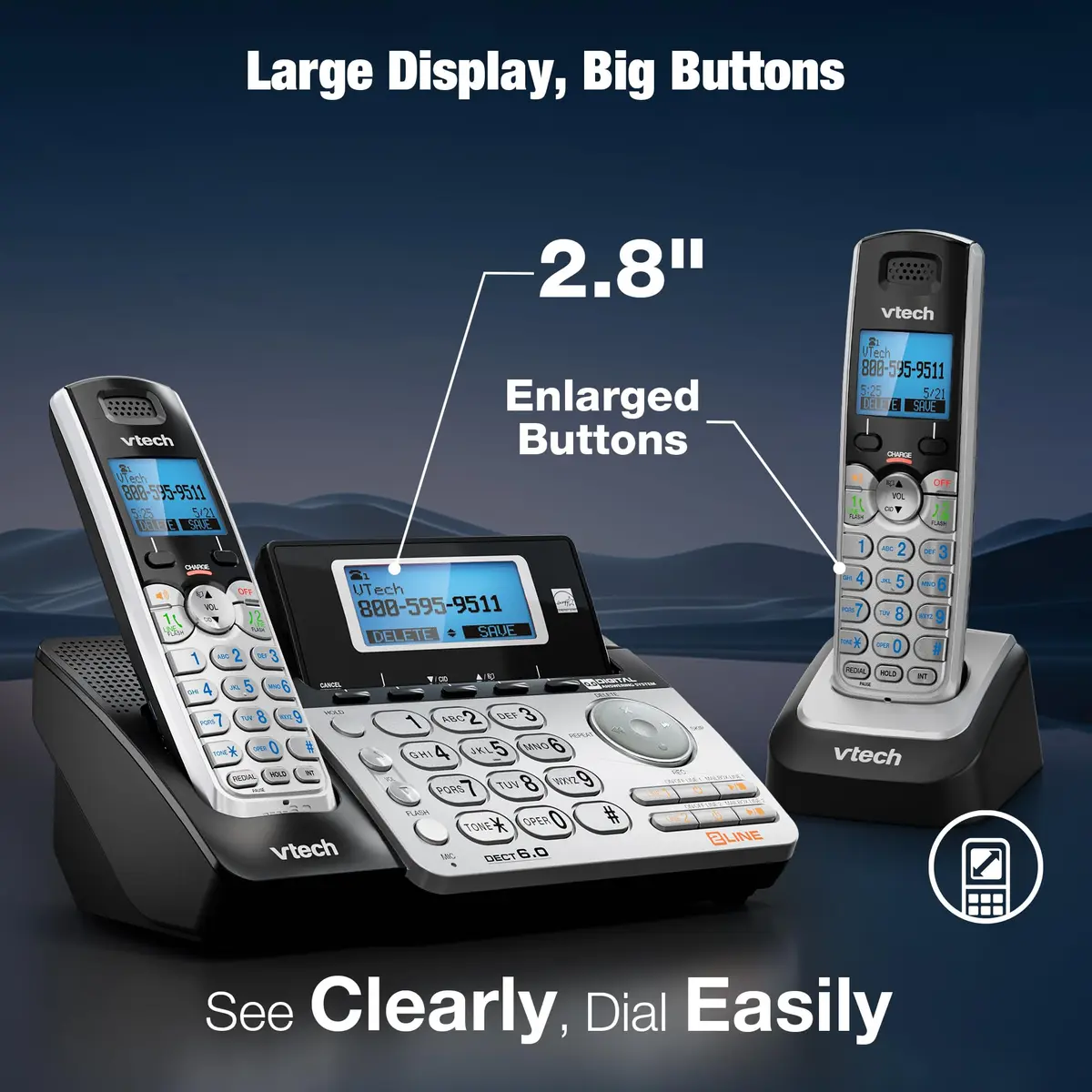 VTech Accessory Handset for DS6151 Series | Cordless, DECT 6.0, Clear Audio, Expandable up to 12 Handsets - view 4