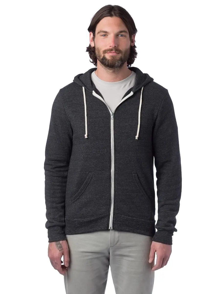 Alternative Men's Rocky Eco-Fleece Zip Hoodie Large | Slim Fit, Eco Black - view 5