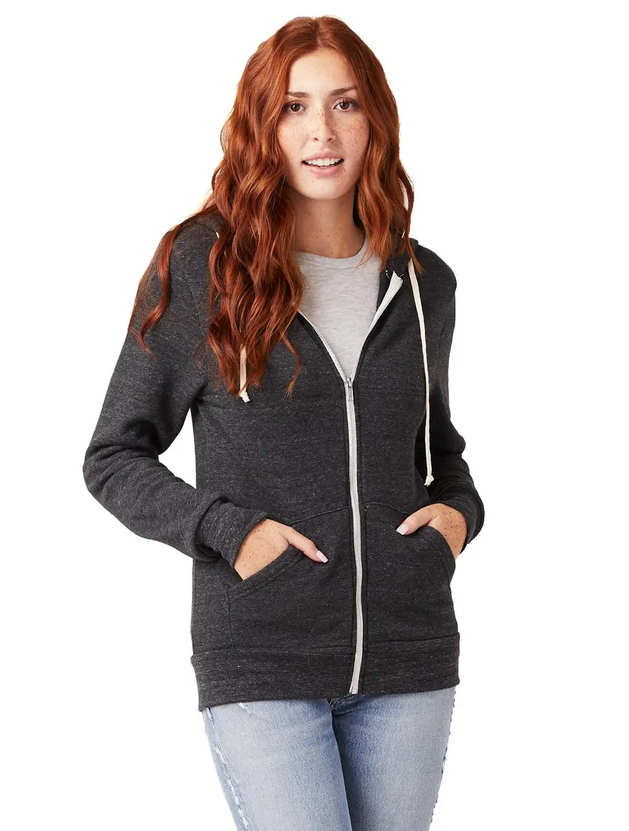 Alternative Men's Rocky Fleece Zip Hoodie, Eco Black, Large - main product image