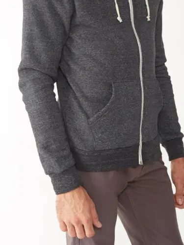 Alternative Men's Rocky Fleece Zip Hoodie, Eco Black, Large - view 3