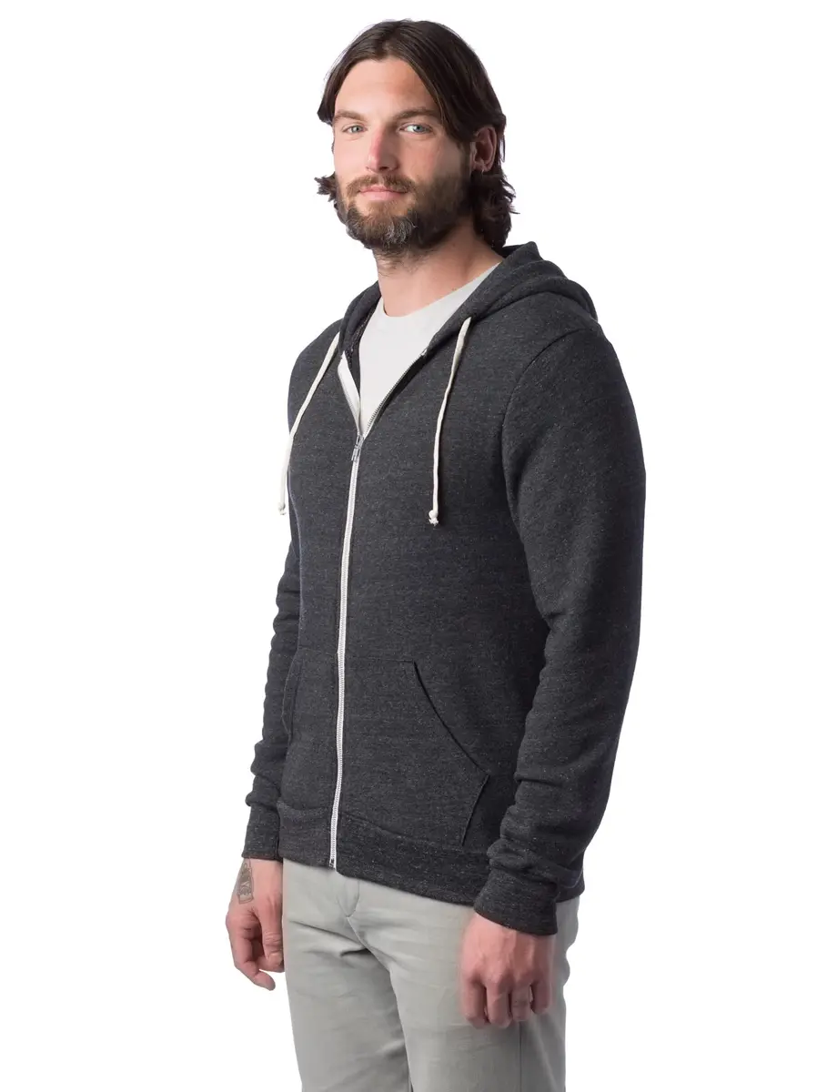 Alternative Men's Rocky Eco-Fleece Zip Hoodie Small | Slim Fit, Eco Black, Unisex - view 8