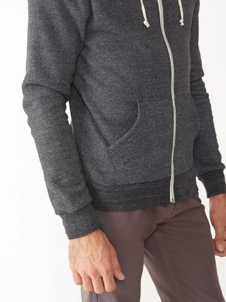 Alternative Men's Rocky Eco-Fleece Zip Hoodie Small | Slim Fit, Eco Black, Unisex - view 3