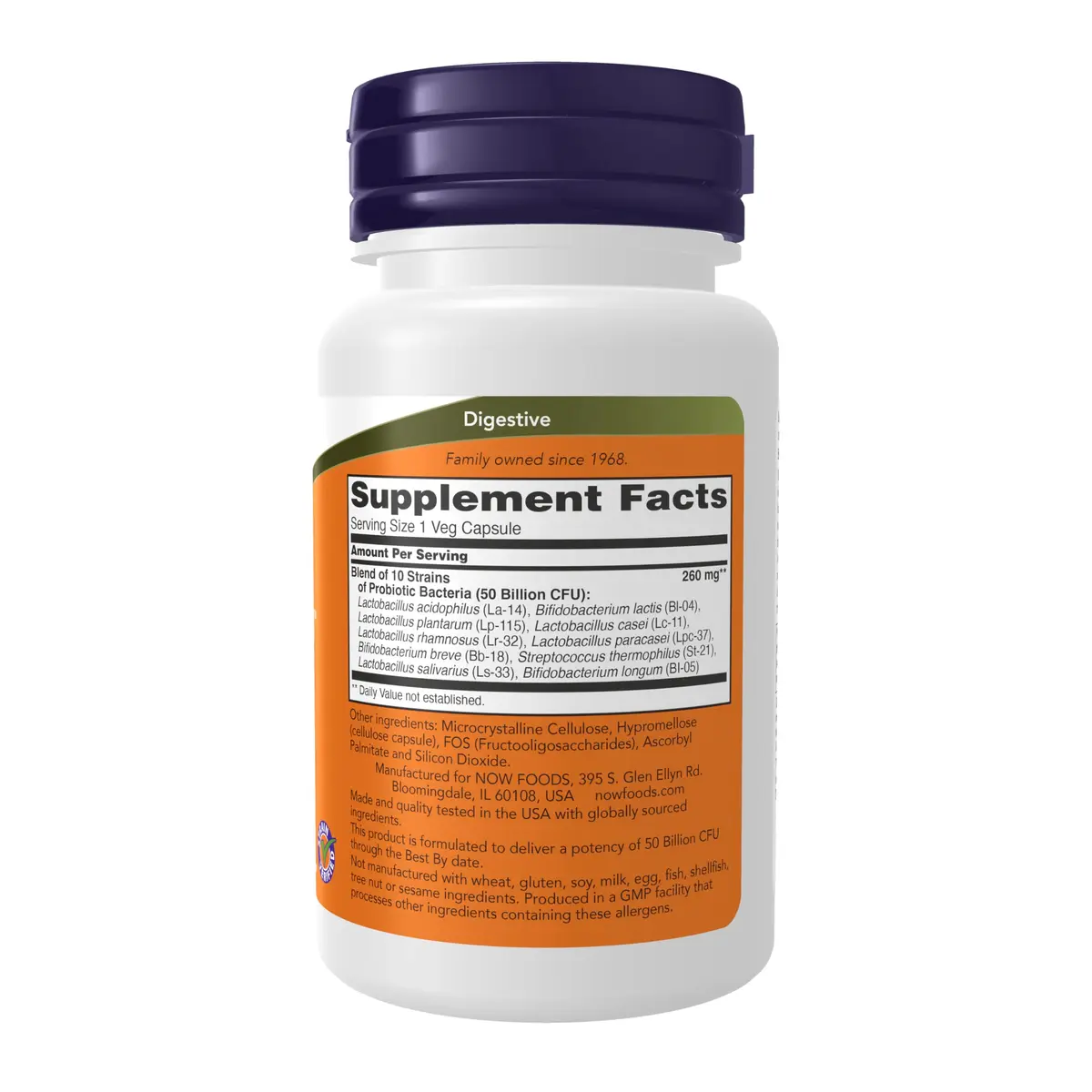 NOW Supplements Probiotic-10™ 50 Billion CFU | 10 Strains for Digestive & Immune Support - view 2