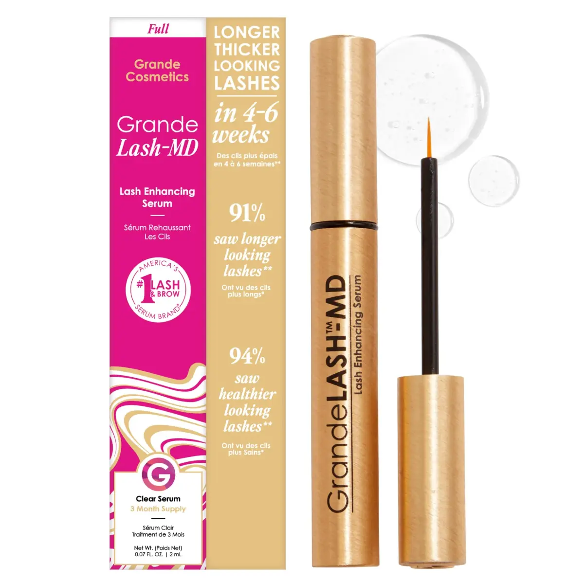 Grande Cosmetics GrandeLASH-MD Lash Enhancing Serum 2ml (0.07 Fl Oz) | Cruelty-Free Peptide Formula - main product image