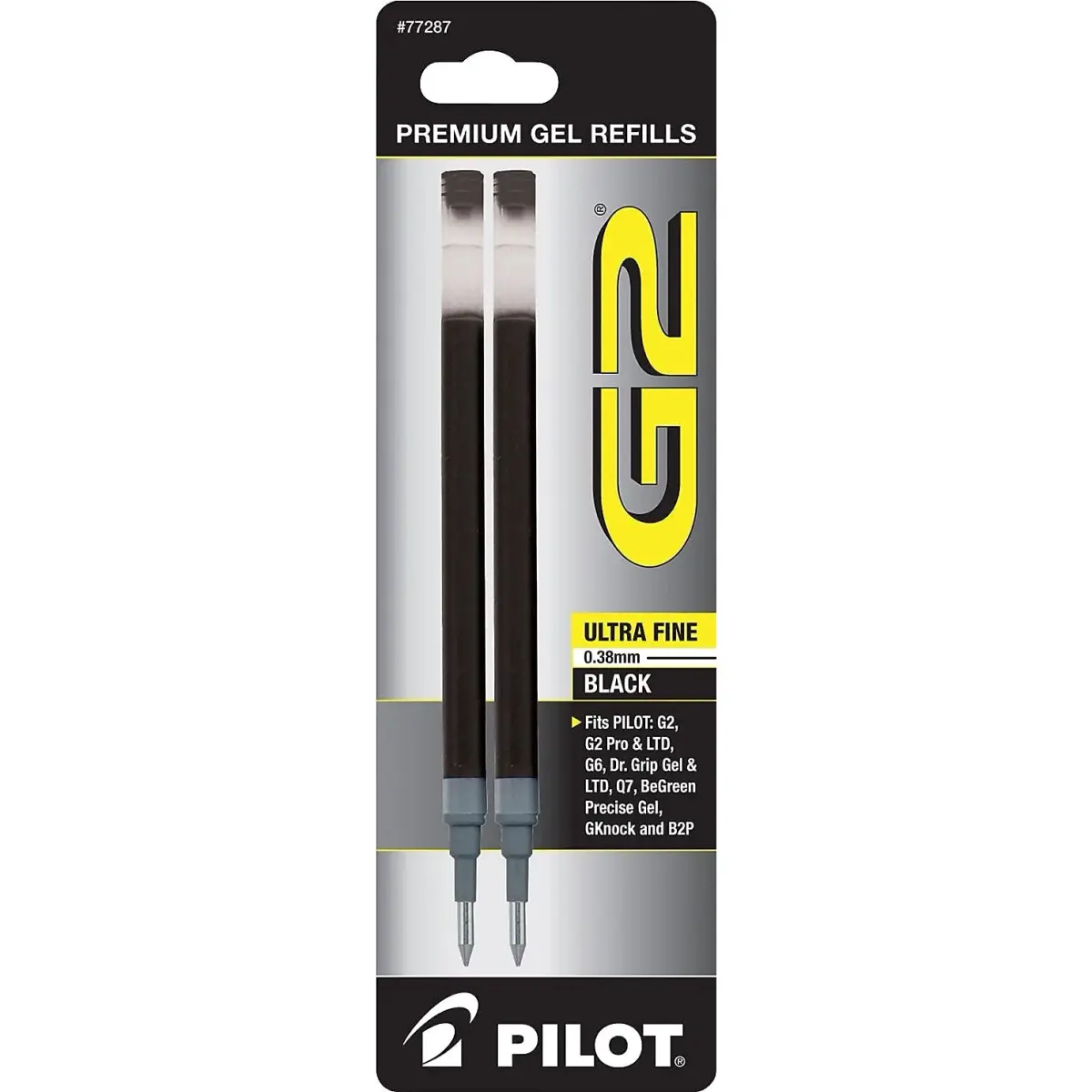 Pilot G2 Gel Ink Refills Ultra Fine Point 0.38 mm Black 2 Count | Smooth Ink Flow - main product image