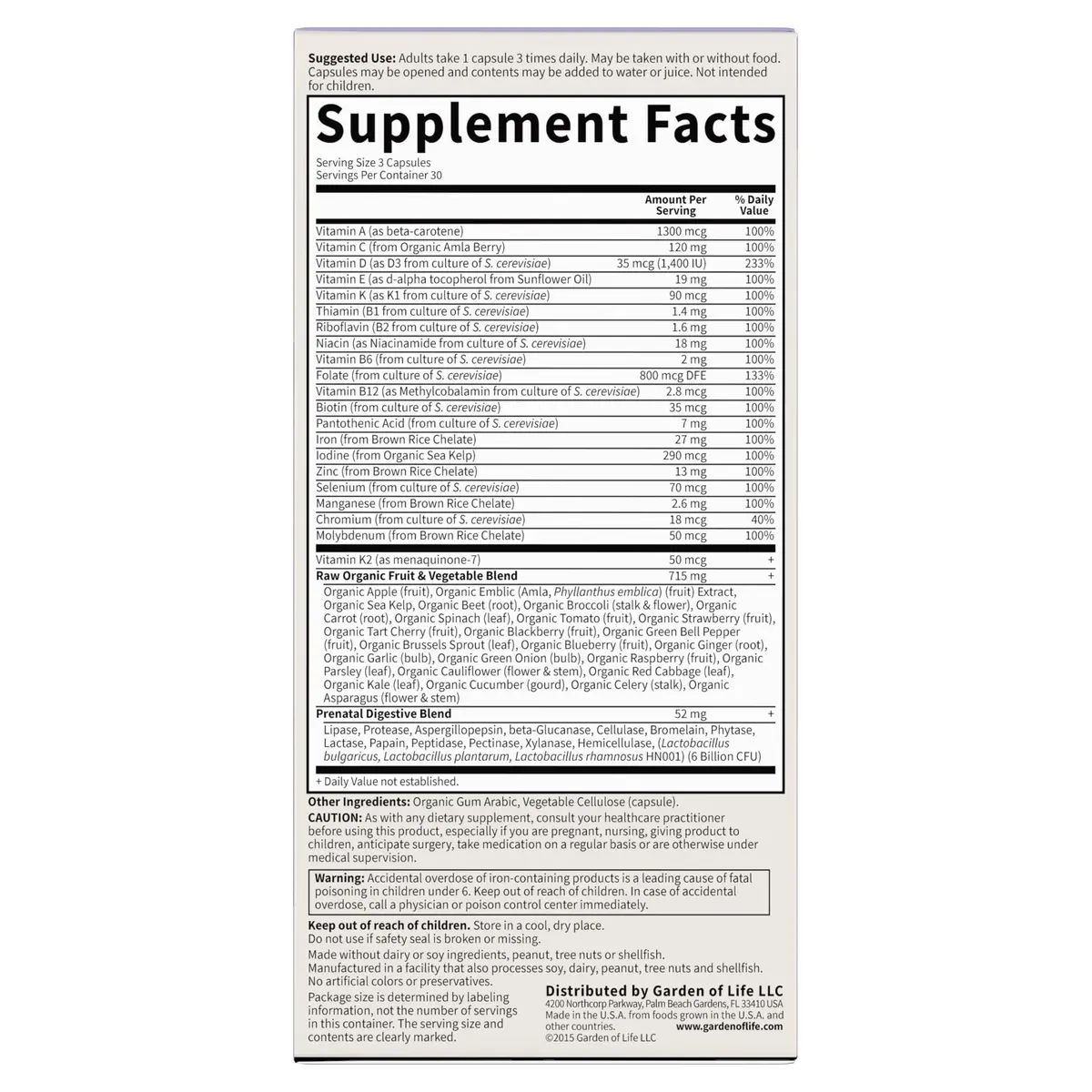 Garden of Life Vitamin Code Raw Prenatal Multivitamin for Women with Iron, Folate, Probiotics & Whole Food Nutrients | Immune & Energy Support - view 8