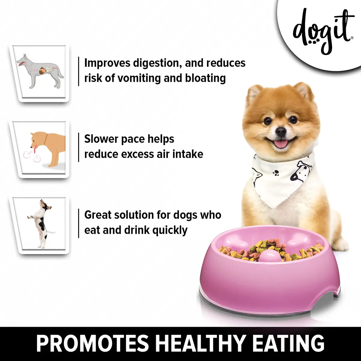 Dogit Dog Bowl Slow Feeder Pink XS | Promotes Healthy Eating & Digestion - view 2