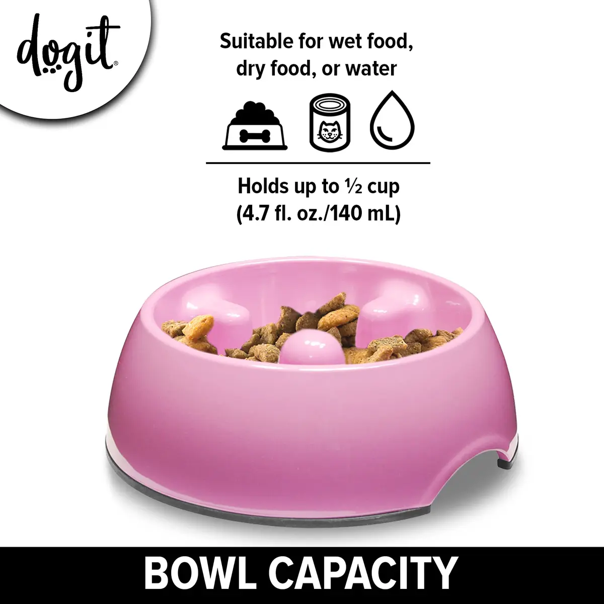 Dogit Dog Bowl Slow Feeder Pink XS | Promotes Healthy Eating & Digestion - view 3