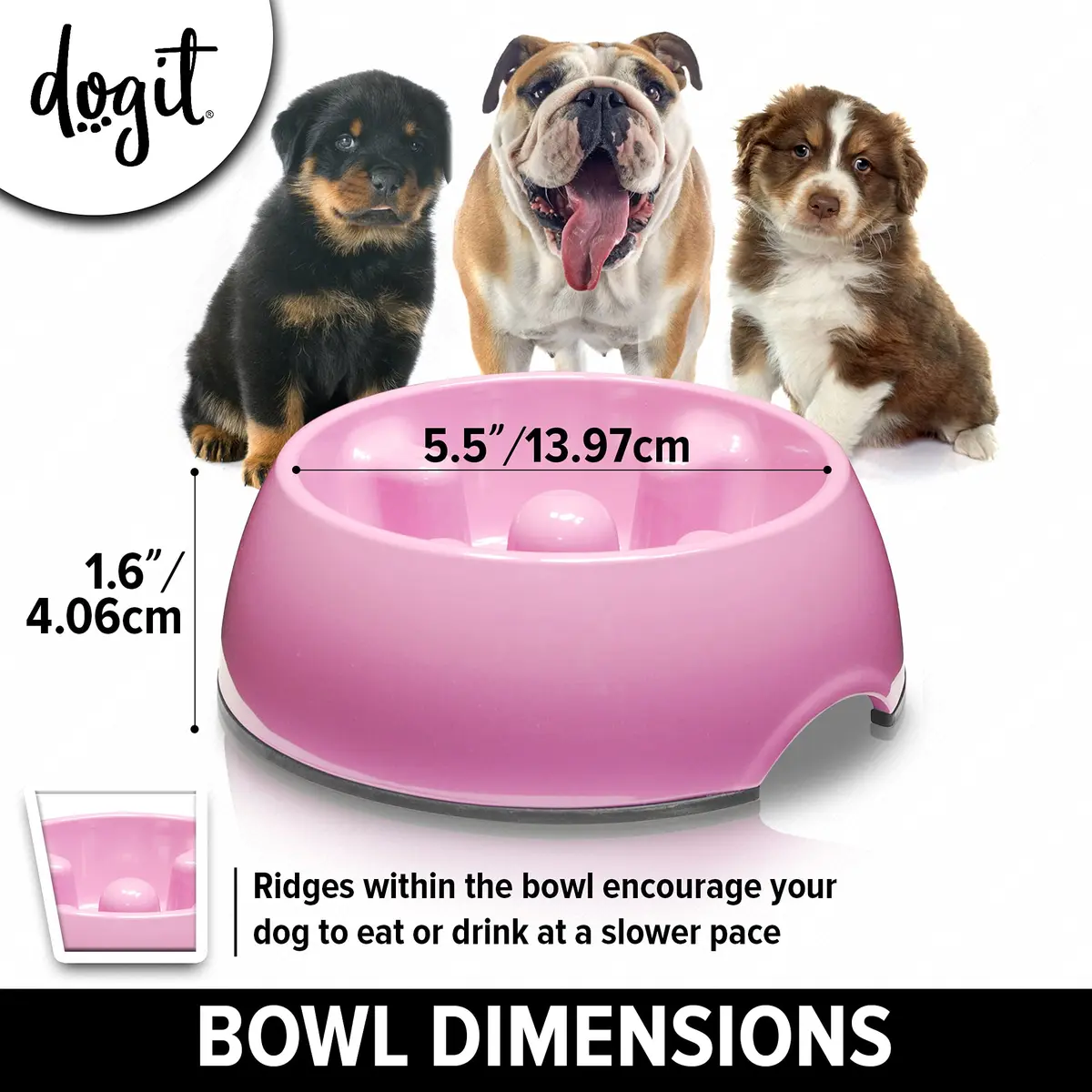 Dogit Dog Bowl Slow Feeder Pink XS | Promotes Healthy Eating & Digestion - view 4
