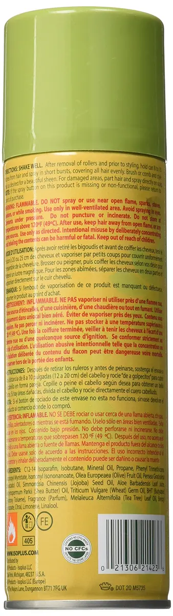 Isoplus Natural Remedy Tea Tree & Aloe Oil Sheen Conditioning Hair Spray 207ml (7 Oz) | Protects Against Breakage - view 2