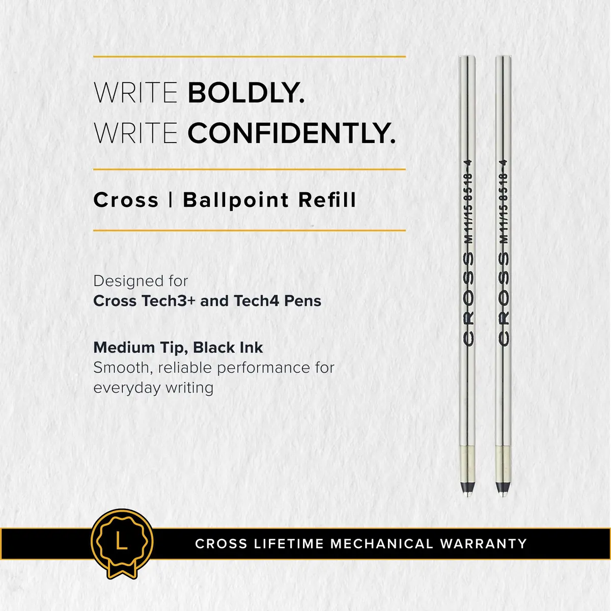 Cross Mini Ballpoint Pen Refill Black Medium Point | Precise, Fade-Resistant, Heirloom Quality - view 6