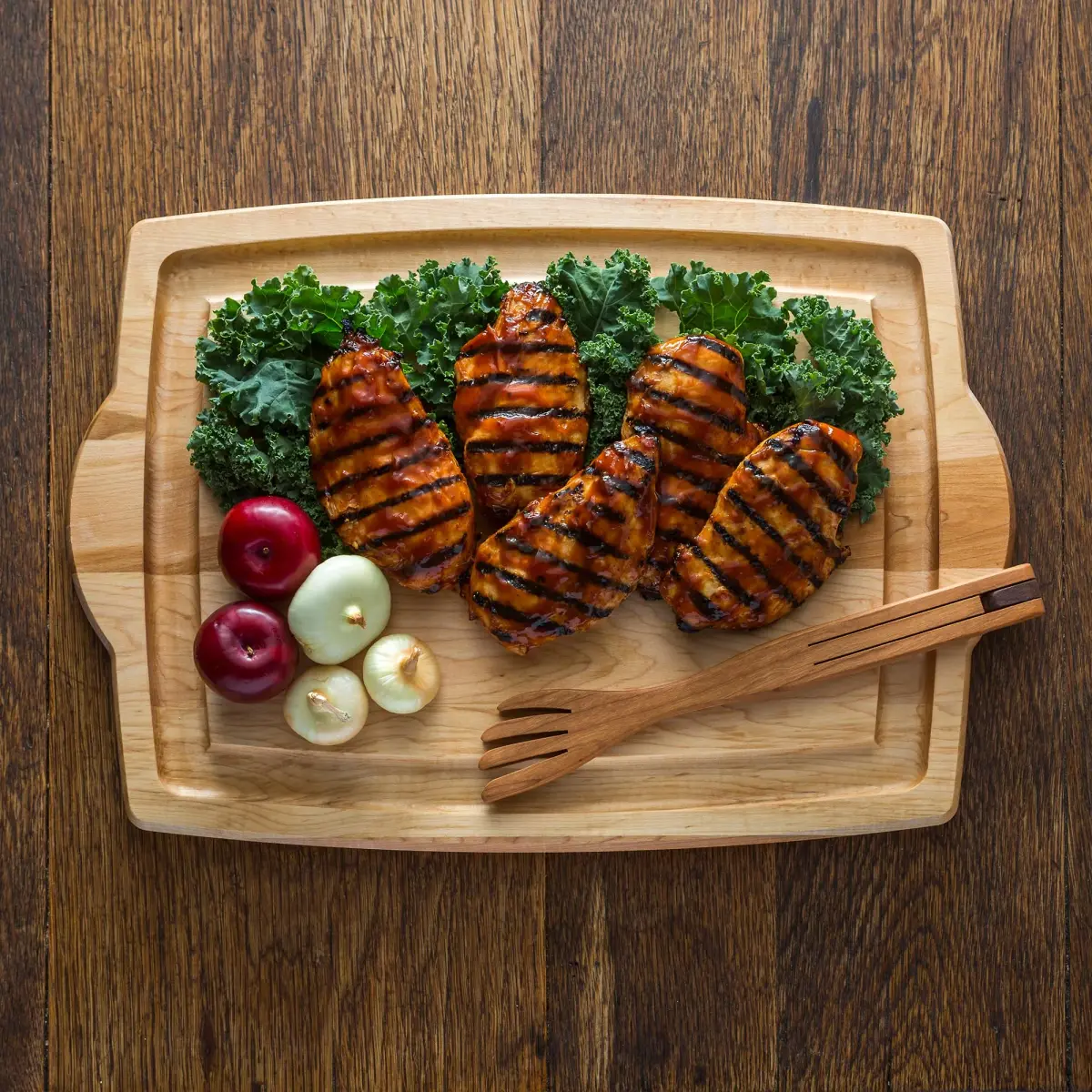 J.K. Adams Farmhouse Maple Carving Board with Handles 51cm x 36cm x 2cm | Premium Hardwood Craftsmanship for Daily Prep & Entertaining - view 2