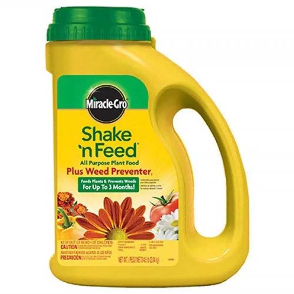 Miracle-Gro Shake 'N Feed All Purpose Plant Food + Weed Preventer 4.5 lb | Feeds & Prevents Weeds for Garden - main product image