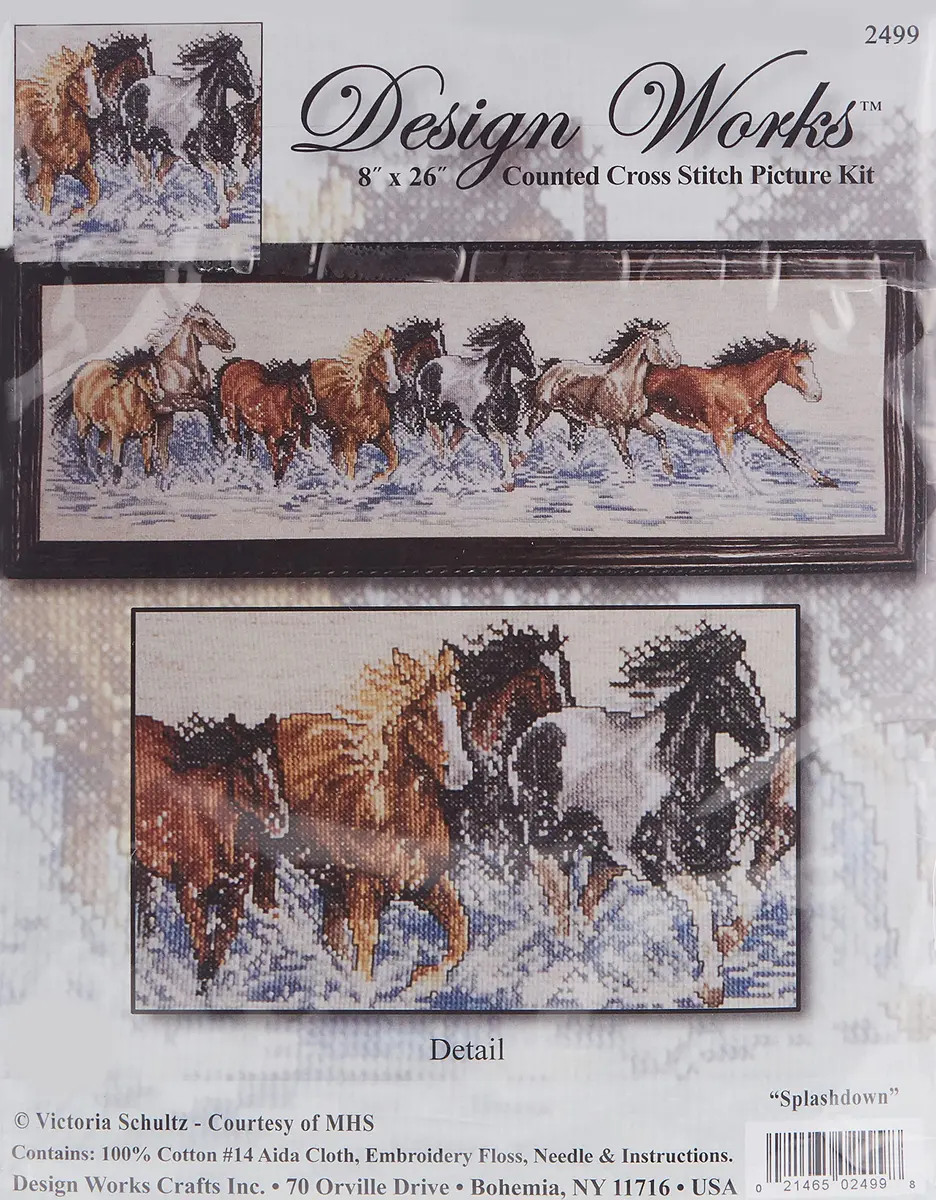 Design Works Crafts Splashdown Horses Counted Cross Stitch Kit 8" x 22" (20.3cm x 55.9cm) | Beginner-Friendly Stamped Pattern - view 2