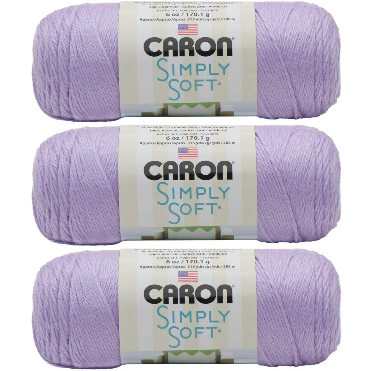 Caron Simply Soft Pack of 3 Solid Yarn Balls 6 oz | Medium Weight Acrylic for Knitting & Crochet - main product image