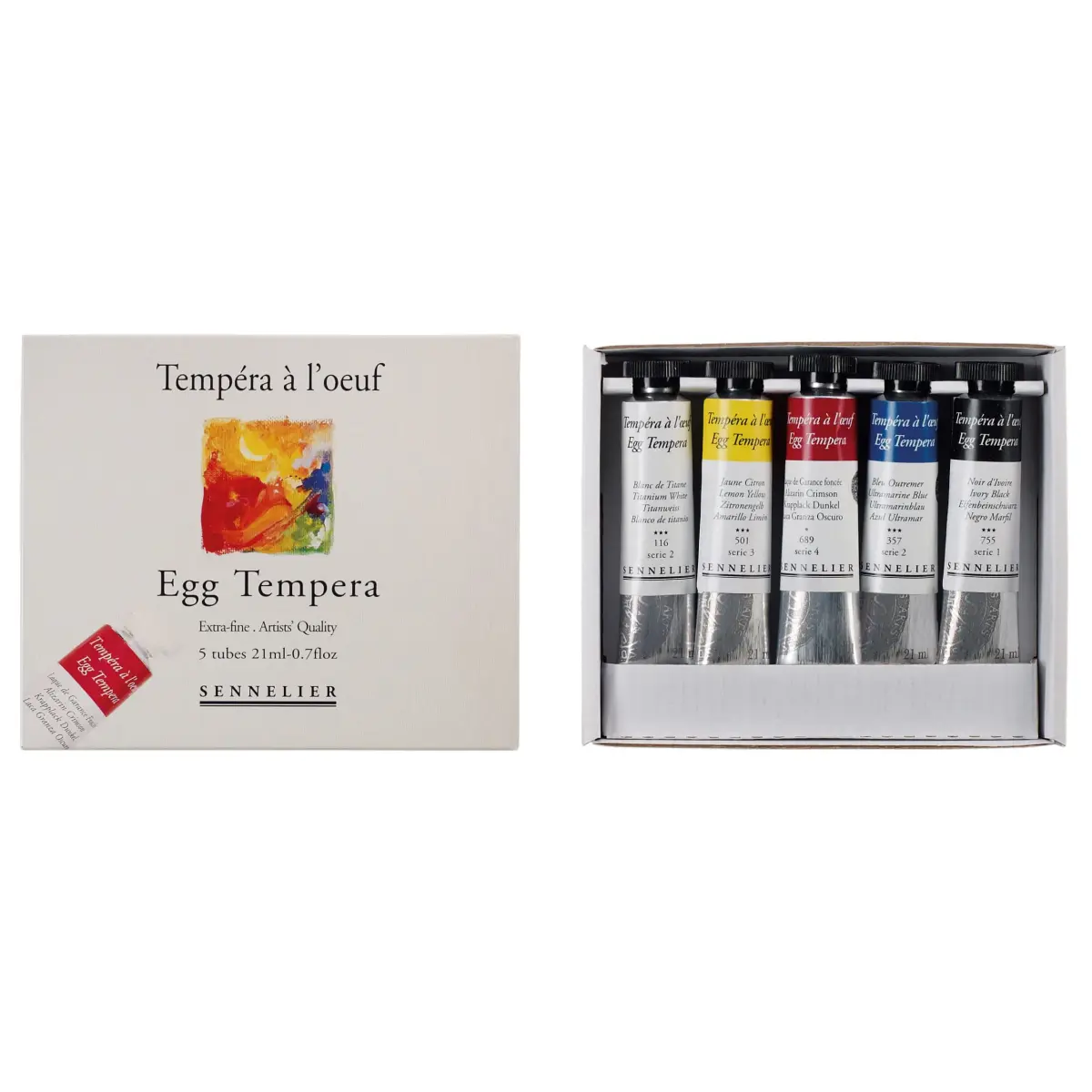 Sennelier Egg Tempera Paint Set Assorted Colors 21ml Tubes | Traditional Renaissance Formulation - main product image