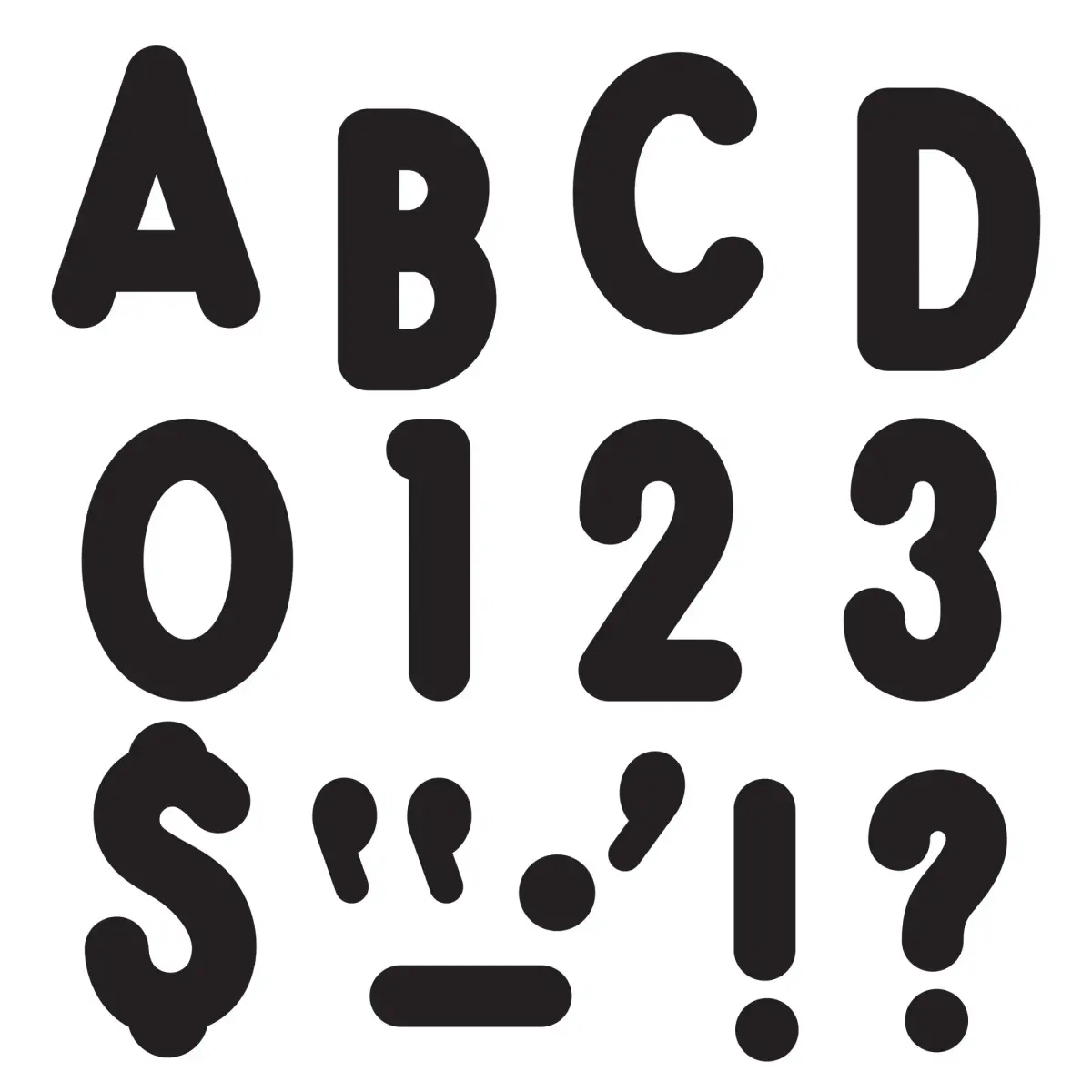 Trend Enterprises Black 7-Inch Uppercase Letters | 105-Piece Bulletin Board Decor Set - main product image
