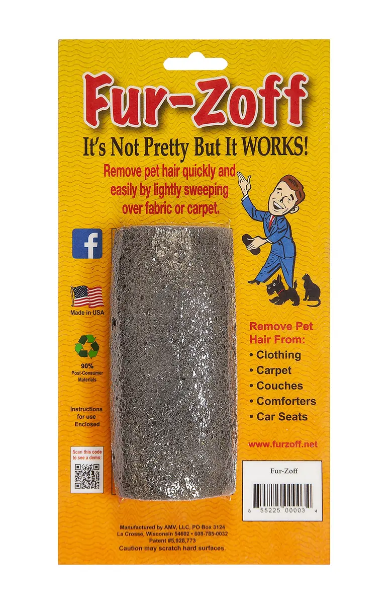 Fur-Zoff Pet Hair Removal Tool for Carpet, Car, Rugs, Bedding, Clothing, Cat and Dog hair removal, Automotive Interior Detailing, gray | Effective fur remover - main product image