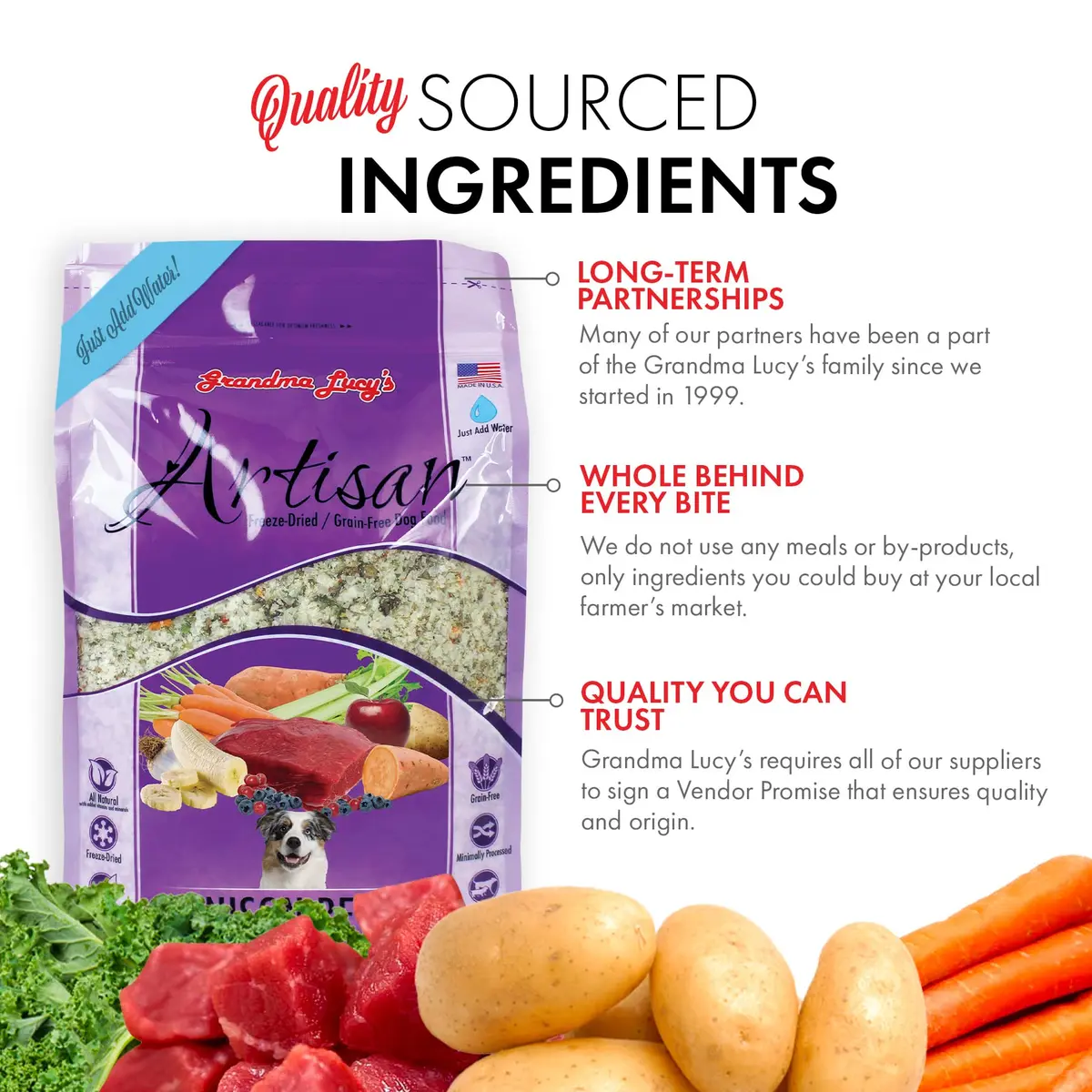 Grandma Lucy's Artisan Dog Food, Grain Free & Freeze-Dried Venison 10Lb | Natural, All Life Stages - view 4