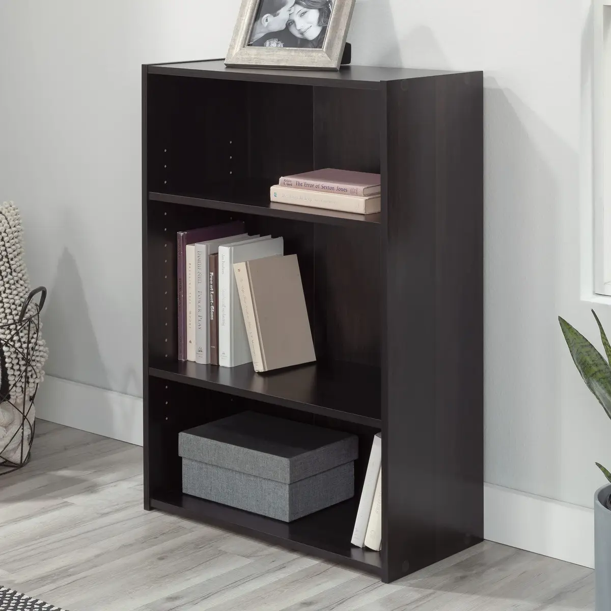 Sauder Beginnings 3-Shelf Bookcase in Med Wood Finish | Adjustable Shelves & Stylish Design - view 4