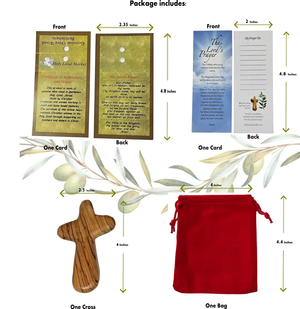 Holy Land Market Olive Wood Comfort Cross 4 Inch | Handcrafted Bethlehem Faith Symbol - view 9