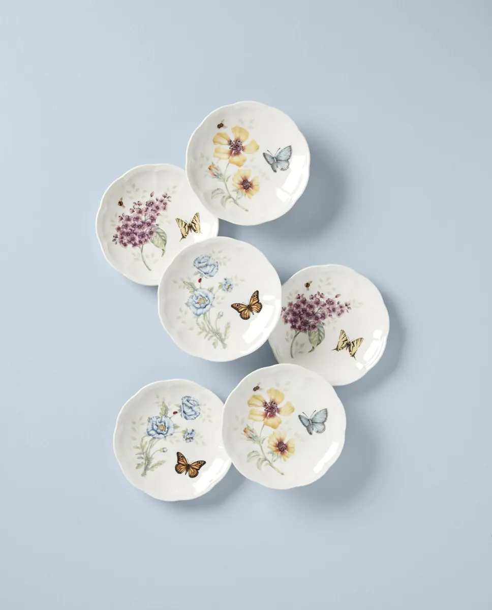 Lenox Butterfly Meadow 6-Piece Dessert Plate Set for 6 | Elegant Ceramic Dinnerware - view 2