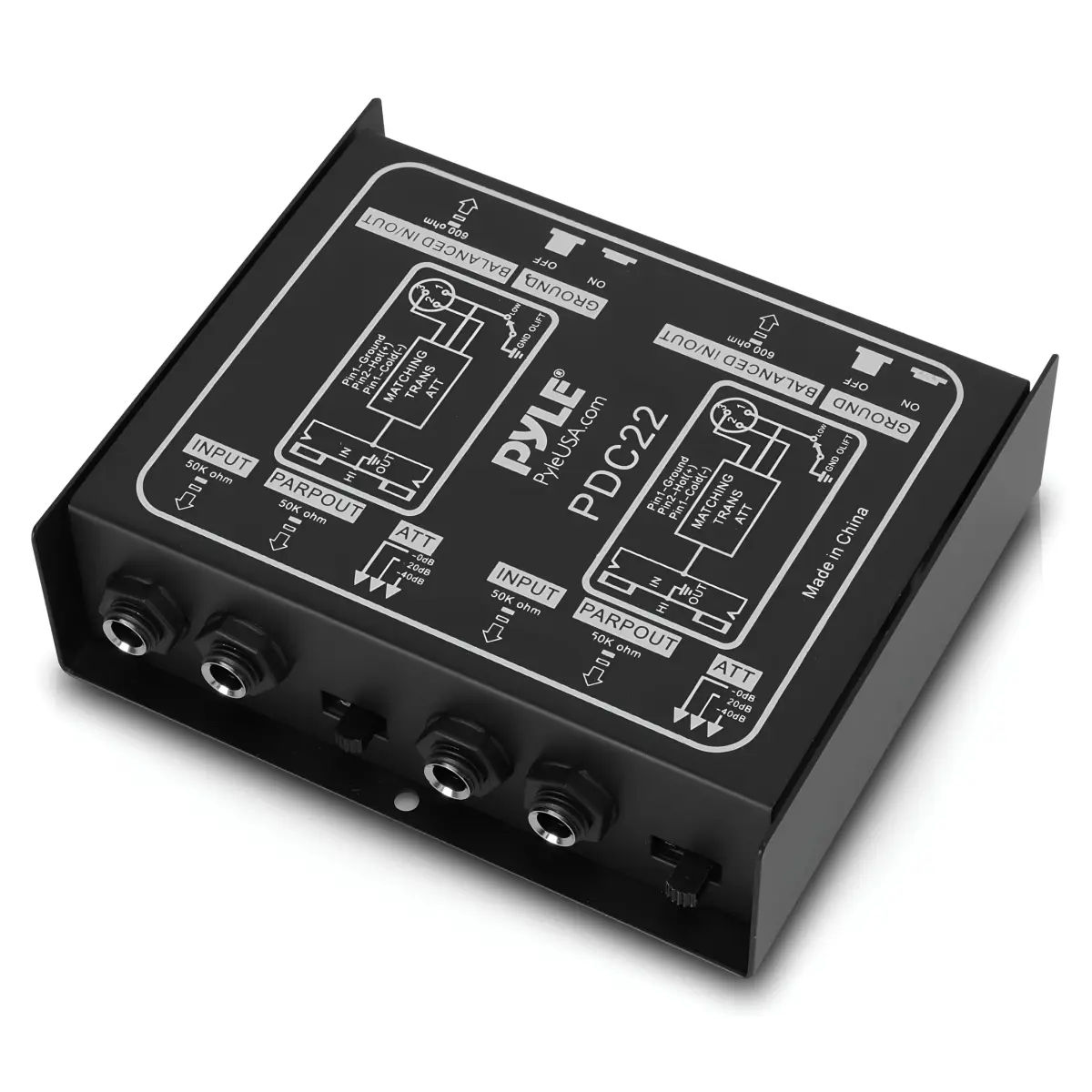Pyle-Pro PDC22 Passive DI Box | 1/4 Inch Input to XLR Output Hum Eliminator with Attenuator - main product image